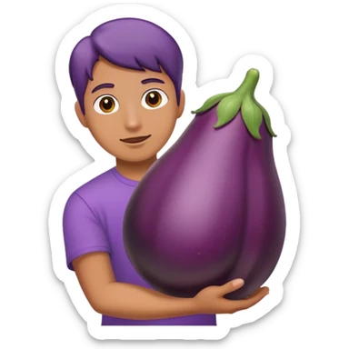 someone holding a eggplant sticker