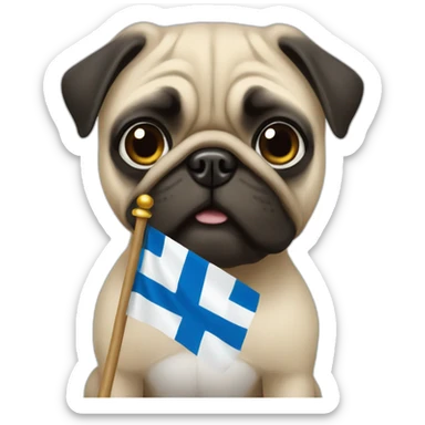 pug holding flag of finland sticker