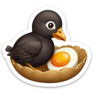Un poussin noir qui est dans sa coquille d’oeuf sticker