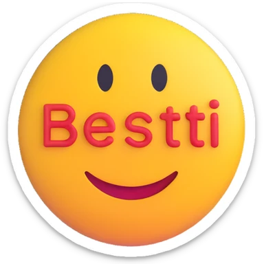colorful 3D circular emoji with the word 'besti' in the center in a modern font sticker