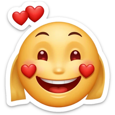 Happy face with hearts sticker