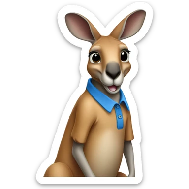 Kangaroo wearing a polo sticker