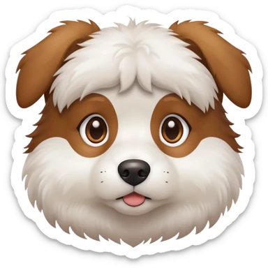 cute brown and white dog with a thinking face sticker