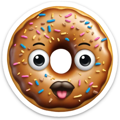 A donut with a head that has black hair and freckles sticker