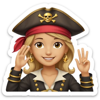 cute pirate girl saluting sticker