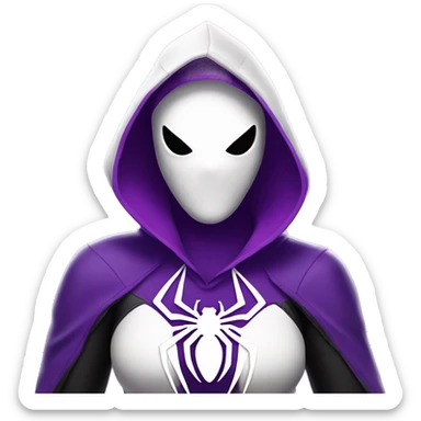 spider gwen wearing a mask and hood purple and white iphone sticker