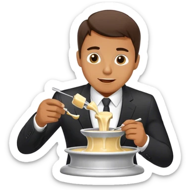 Man in suit eating Fondue fountain sticker