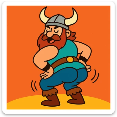 funny viking character twerking, simple background sticker