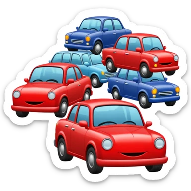 create a realistic emoji showing a logistic car in a trafic situation sticker
