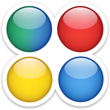 A set of four colorful dots in a row, each dot is a different color, simple and clean sticker