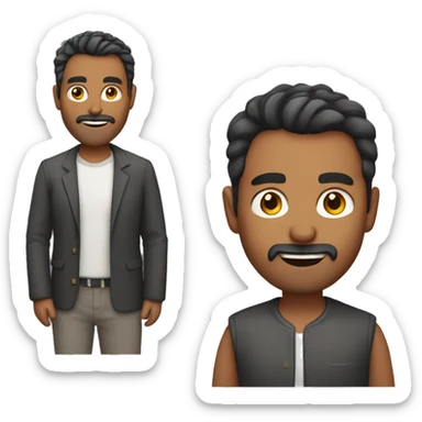 40-year-old Indian man with sal and pepper hair and stubble sticker