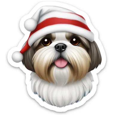 Shihtzu With Xmas Hat sticker