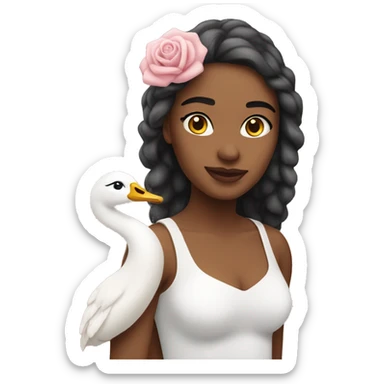 Uma rosa e um cisne branco sticker