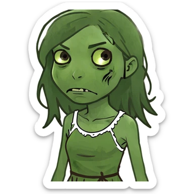 brunette zombie girl with medium straight hair with brown eyes sticker