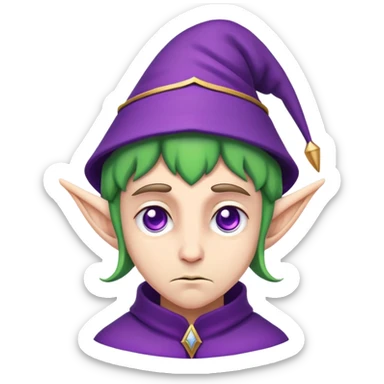 purple hat elf wizard sad sticker