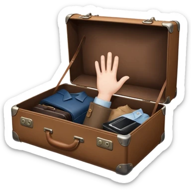 Suitcase with a hand sticking out sticker
