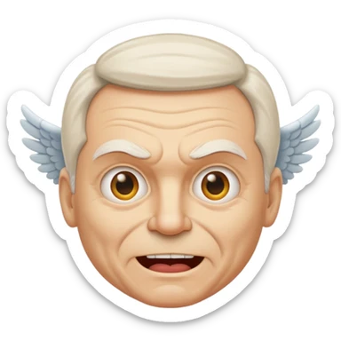 Angry older white male Italian angel like a smiley face sticker