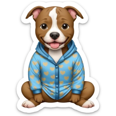 a brindled, black and tan pit bull wearing comfy pajamas sticker