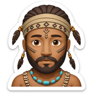 tribal man, beard sticker