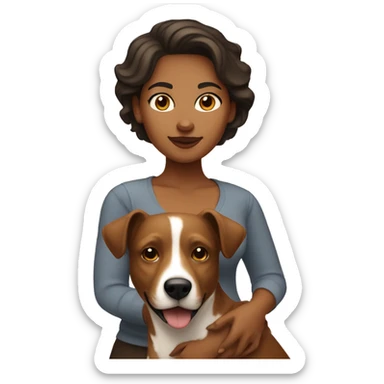 Apple style brown woman with short hair holding heeler dog sticker