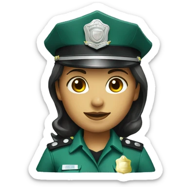 Female police green uniform sticker
