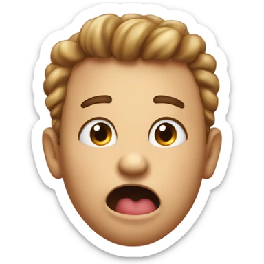 Person tounge out looking up and sweaty sticker