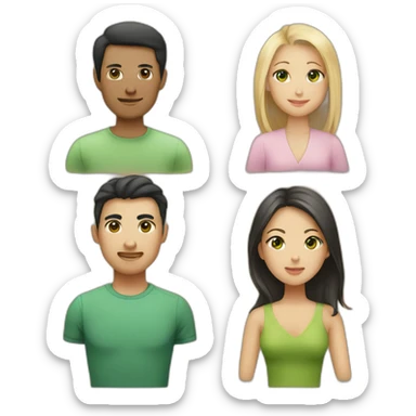 “A family with a man having black hair and Asian black eyes, and a woman with blonde hair and green eyes, and a daughter with brown hair. sticker