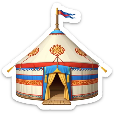 traditional Mongolian ger (yurt) with imperial decorations sticker