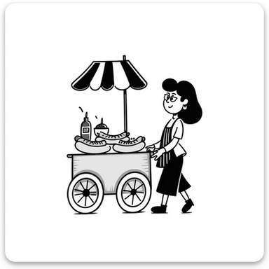 hotdog seller in New York with cart sticker