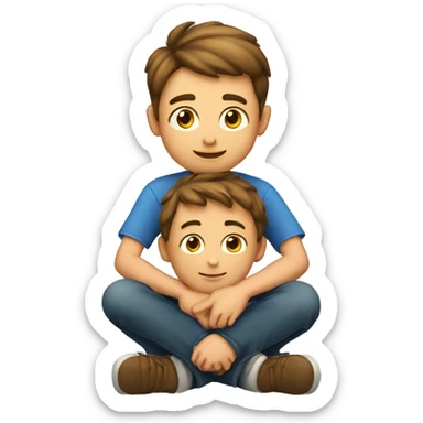 Boy sitting on another boy’s lap sticker