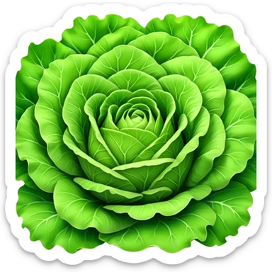 Cinematic crisp green lettuce, fresh and leafy, slightly curled edges, detailed textures, vibrant and refreshing, ultra-realistic and inviting. sticker