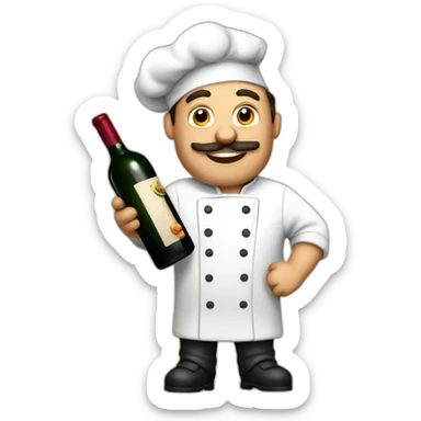 italian chef with a bottle of red wine in hand sticker