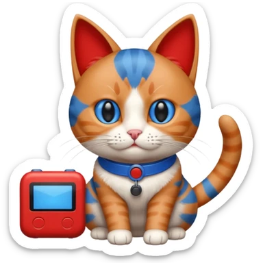 Cat with no ears head blue body blue with gadget red tail creator in fujiko pro sticker