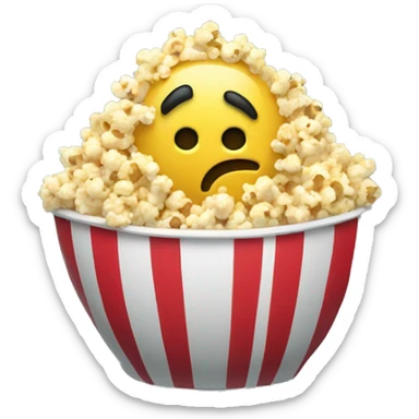 Sad emoji with an empty popcorn bowl  sticker