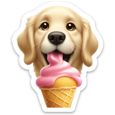 Golden retriever comiendo helado  sticker