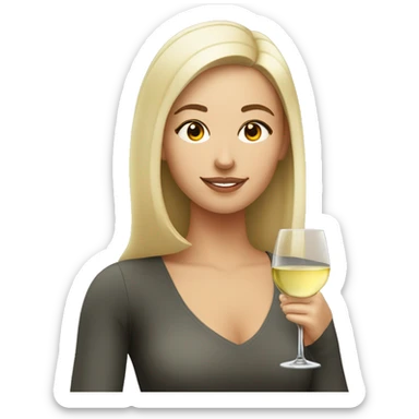 one white young woman in love drinking white wine sticker