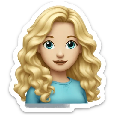 a girl with long wavy blonde hair blue eyes headshot sticker