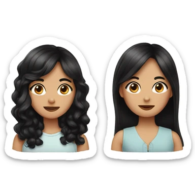 two friends with black hair sticker