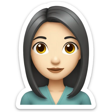 charming young asian european woman with straight hair to shoulder ai avatar sticker