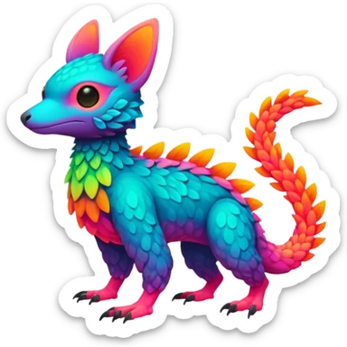  lush tropical lush warm-colored neon-colored Fakémon-Trico-creature (full body) sticker