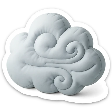 windy cloud with swirling wind lines, soft plush cushion style sticker