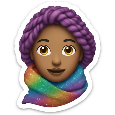 Woman with Knit scarf with rainbow glitter design  sticker