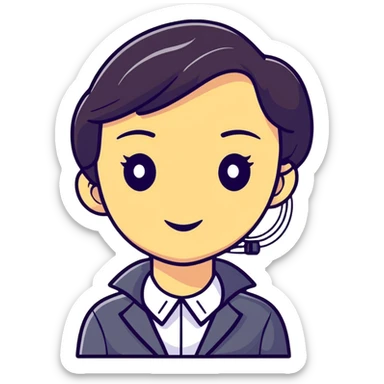AI agent with female traits, cheerful expression sticker