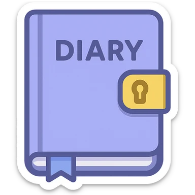 periwinkle diary journal notebook, twitter emoji style sticker