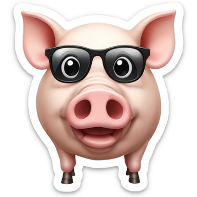 cochon qui mange du jambon avec des lunettes sticker