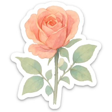 watercolor illustration of a rose, light brush strokes, pastel shades sticker