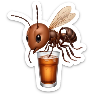 ant drinkig soda sticker
