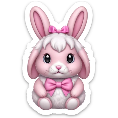 pink bunny with pink bow on ear sticker