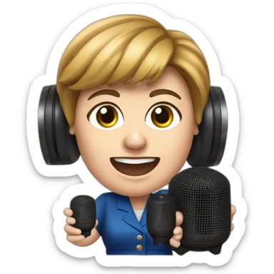 Angela Merkel with a big music speaker in her hand sticker