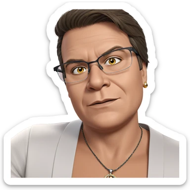 male portrait with jewelry sticker